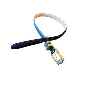 Brighton Womens Black Leather Belt With Gold Buckle & Textured Design M 30